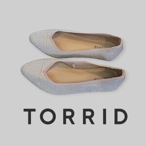 Torrid Silver  Rhinestone Pointed Toe Slip On Casual Flat Shoes Womens 9WW